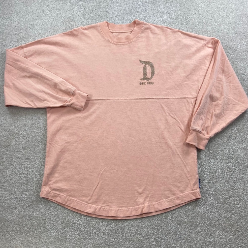 Disney Parks Spirit Jersey Women S Peach Rose Gold Glitter Disneyland D Logo